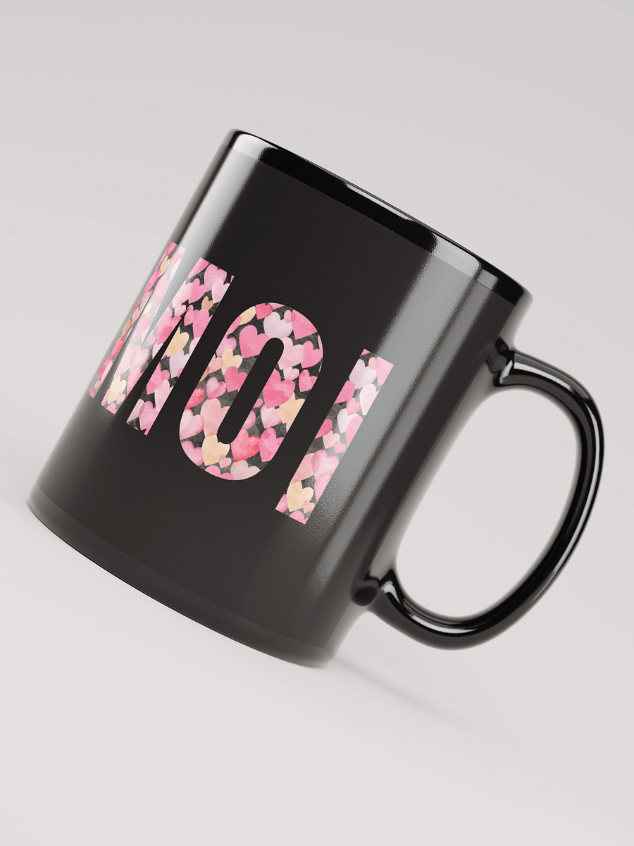 Mug Noir Toi et Moi - Décor Coeurs roses - Cadeau couple product image (4)