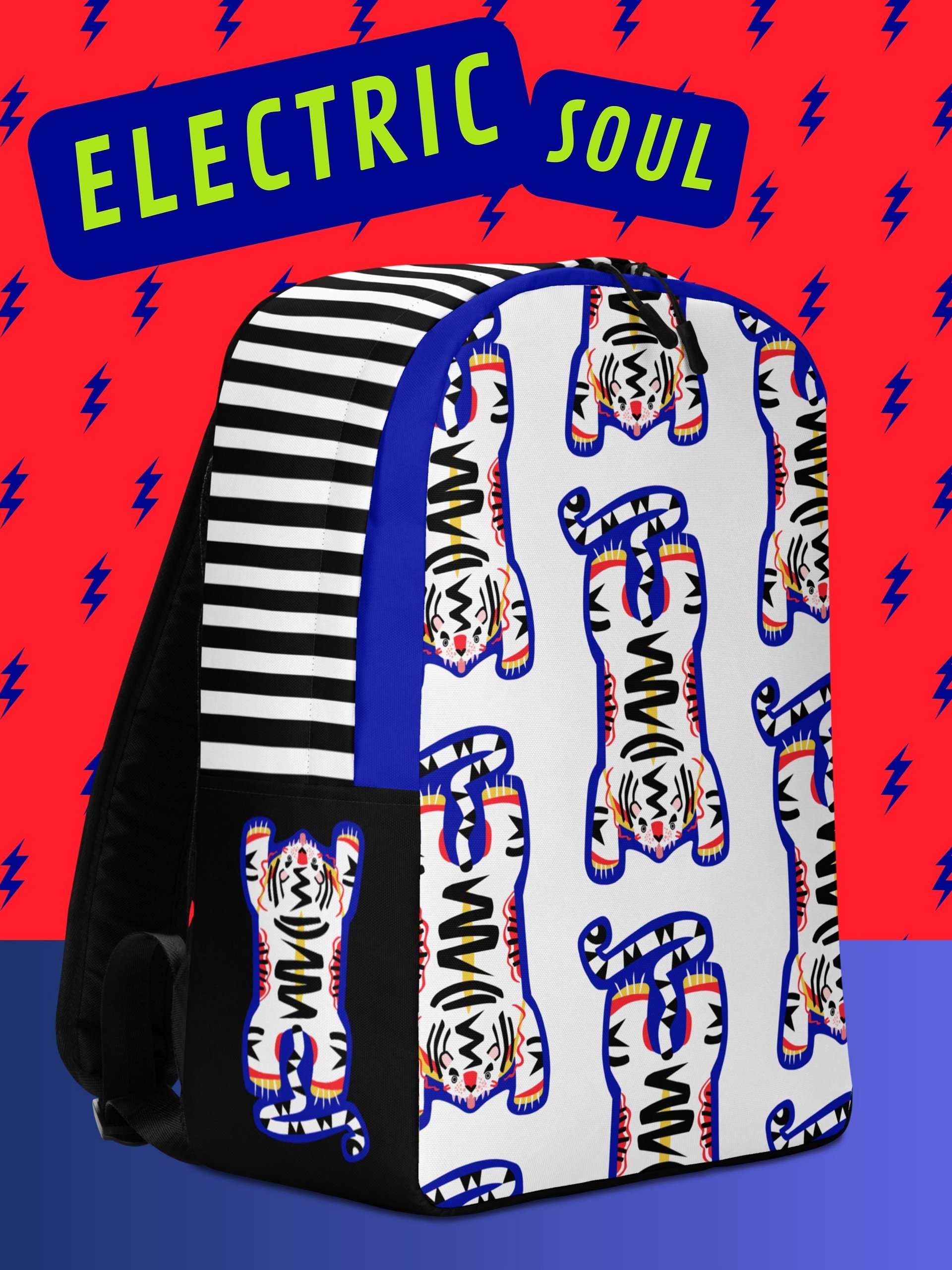 White and Blue Tiger Backpack product image (1)