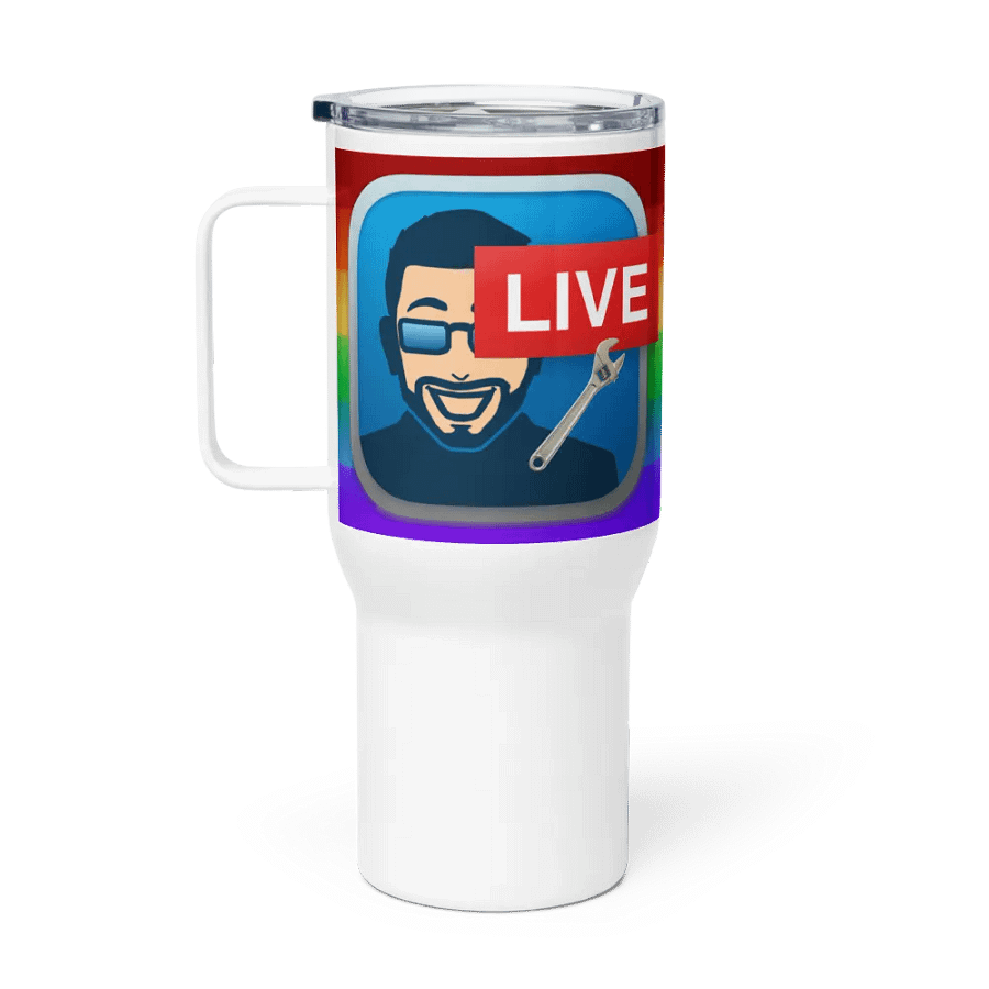 Mr. Moderator Rainbow Travel Mug (25oz) - Right-Handed Edition product image (1)