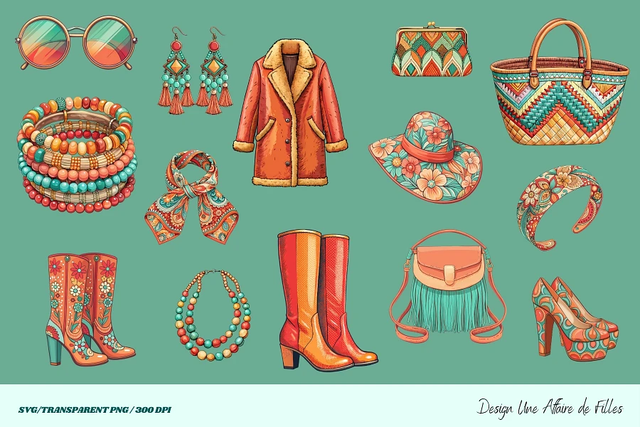 70s Fashion Accessories - 30 VECTOR CLIPART product image (5)