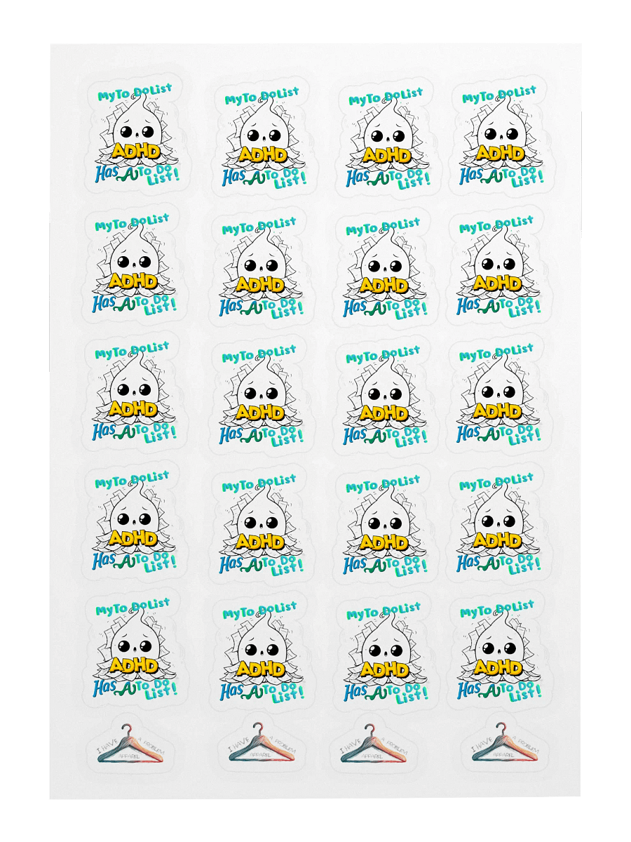 ADHD My to do list, has a to do list Kiss Cut Sticker Sheet product image (3)