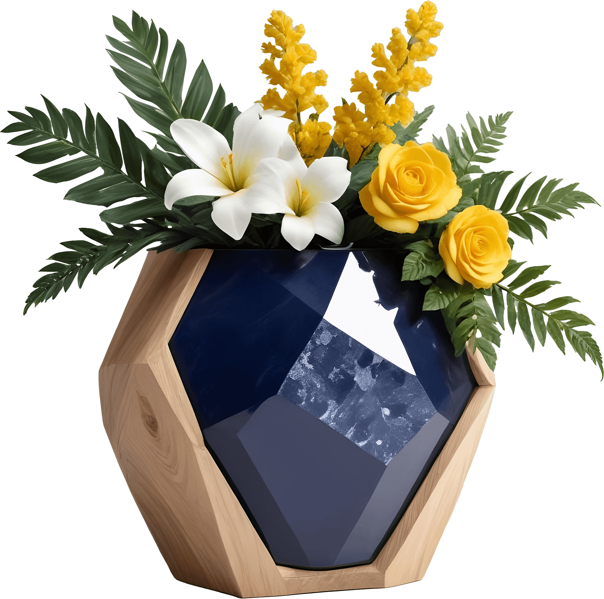 Golden Tides – Tropical Luxe Faceted Vase PNG product image (1)