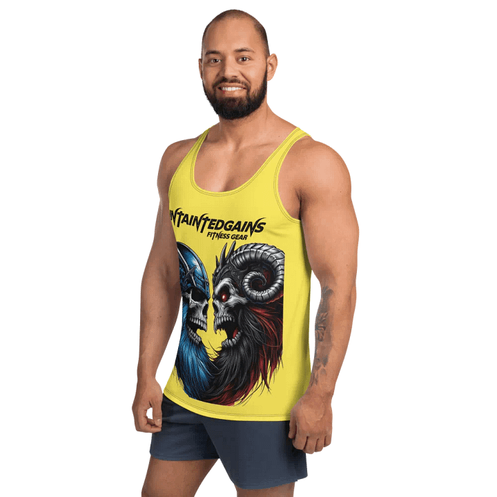 YELLOW UNTAINTED GAINS TANK TOPS product image (2)
