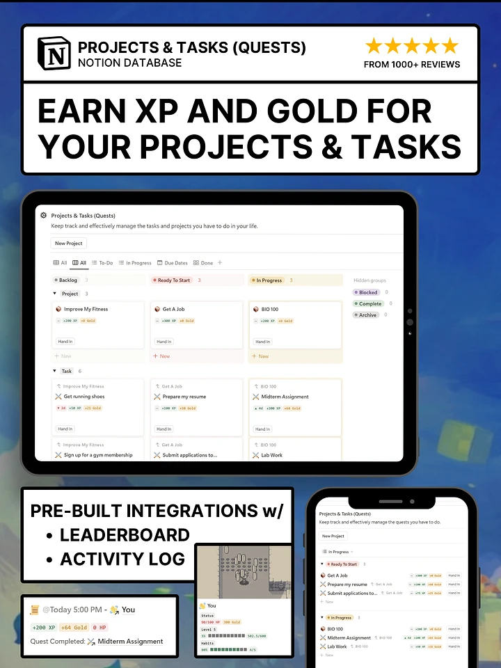 Gamified Projects & Tasks Notion Template product image (2)