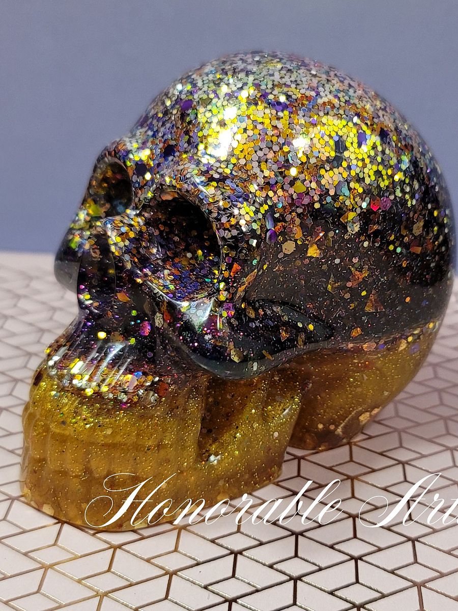 Purple and Gold Glitter Mix Resin Skull product image (2)