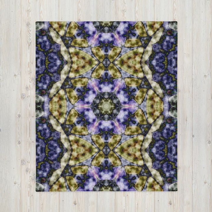 Bohemian 6 Pointed Madala Yellow and Purple/ Throw Blanket by Allcolor product image (1)