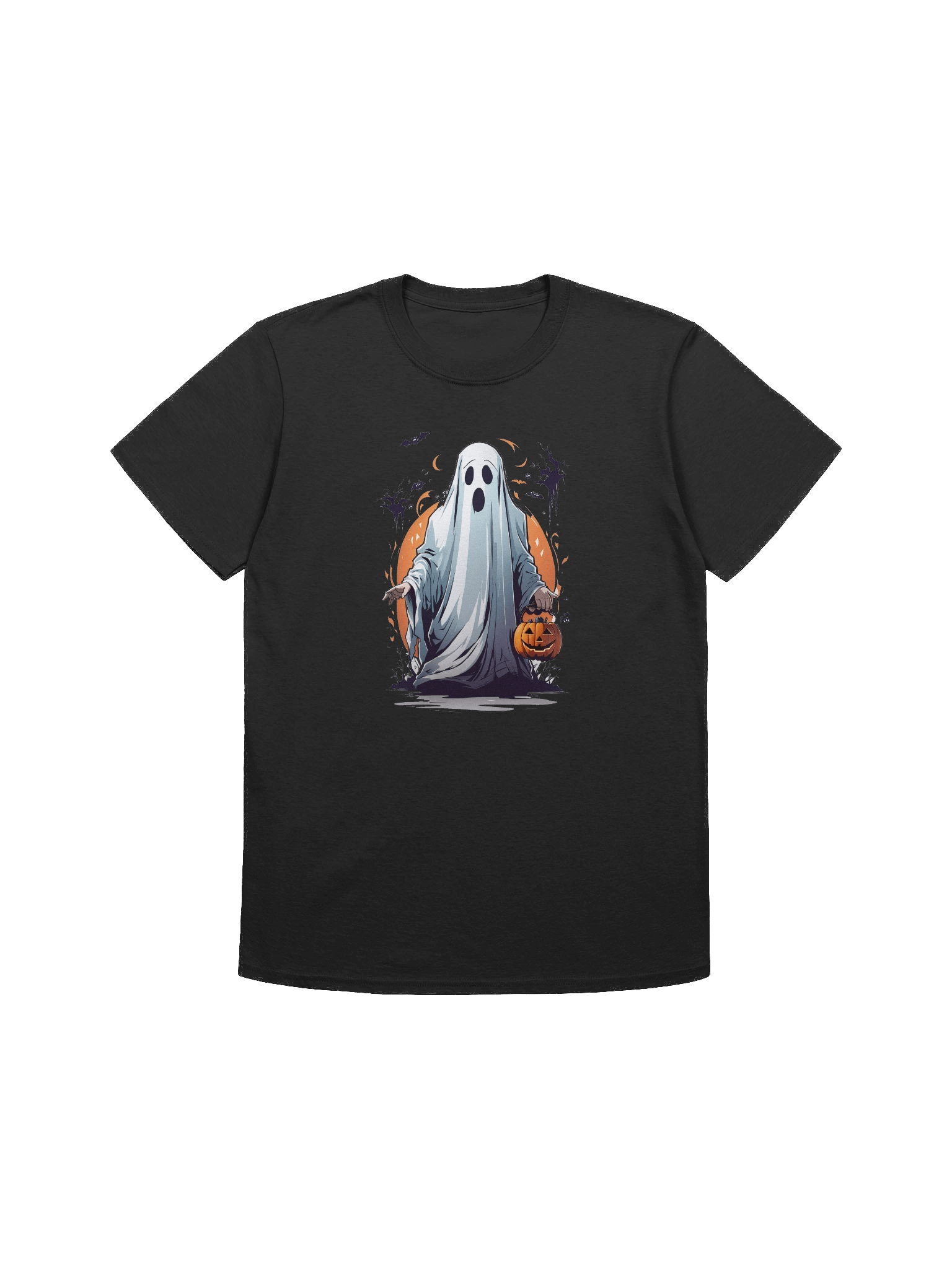Spooky Ghost T-Shirt – Classic Halloween Tee with Pumpkin Trick-or-Treat Design product image (3)