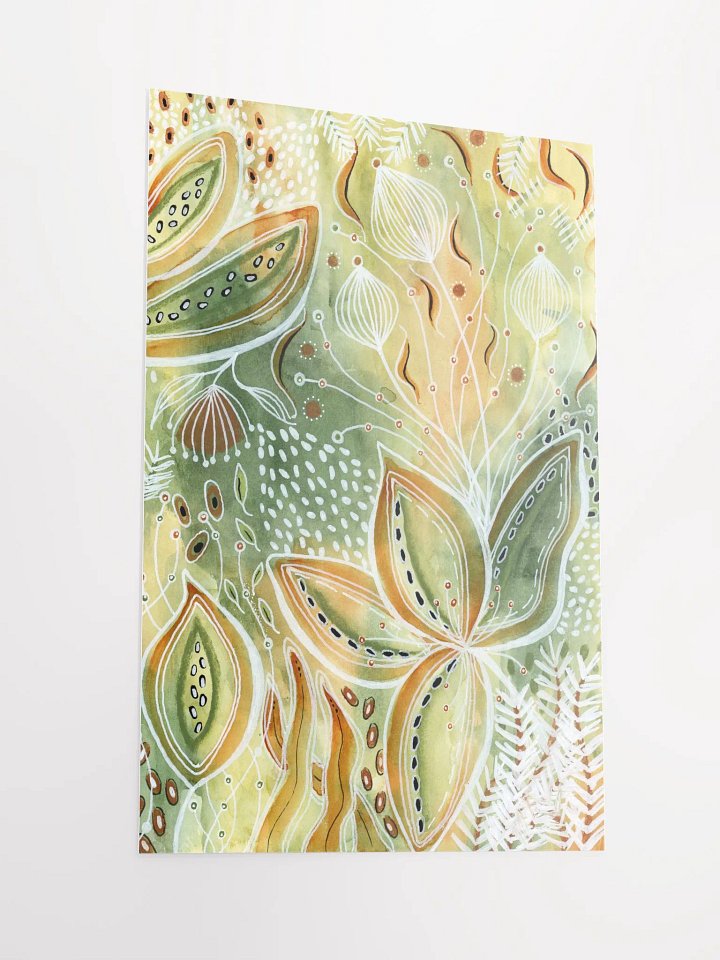 Intuitive Watercolor & Ink Painting in Soft Greens and Burnt Sienna product image (2)