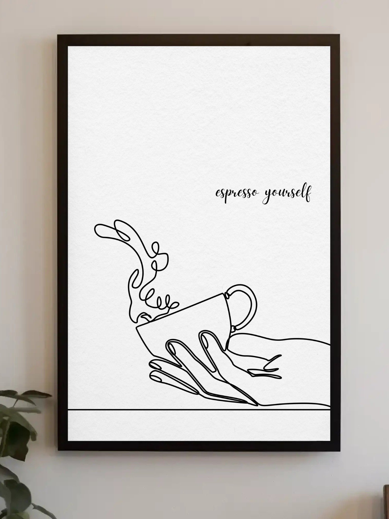 Espresso Yourself Coffee Wall Art - Minimalist Line Art Coffee Cup Print, Modern Black and White Kitchen Decor, Fun Coffee Lover Gift product image (3)
