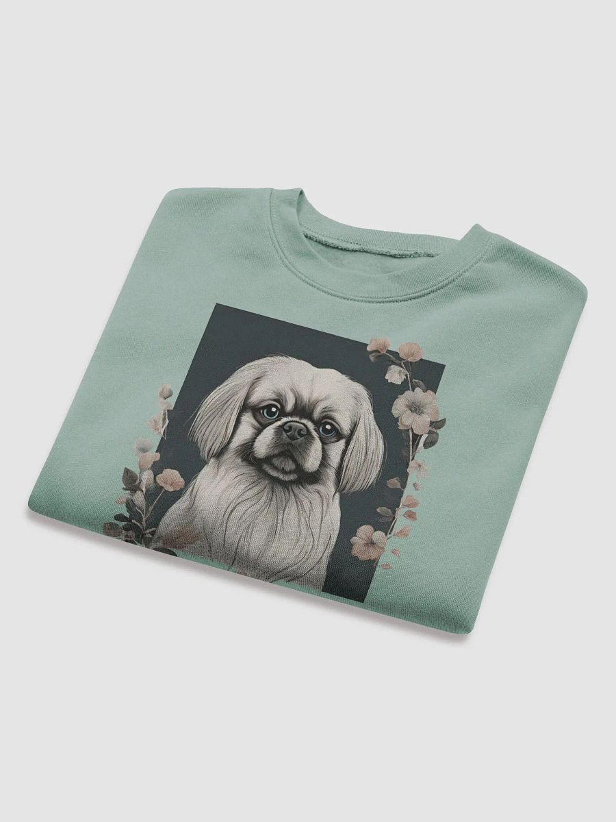 Floral Pekingese Women's Fleece Crop Sweatshirt product image (8)
