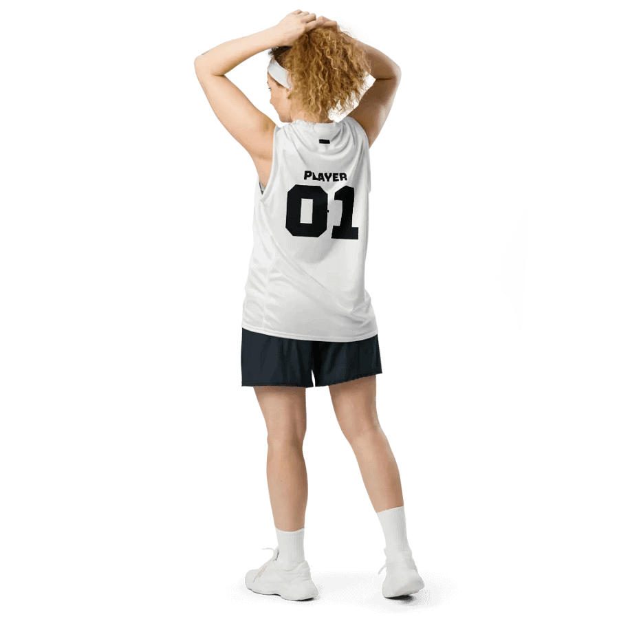 'Player 01' Unisex White Basketball Jersey product image (3)