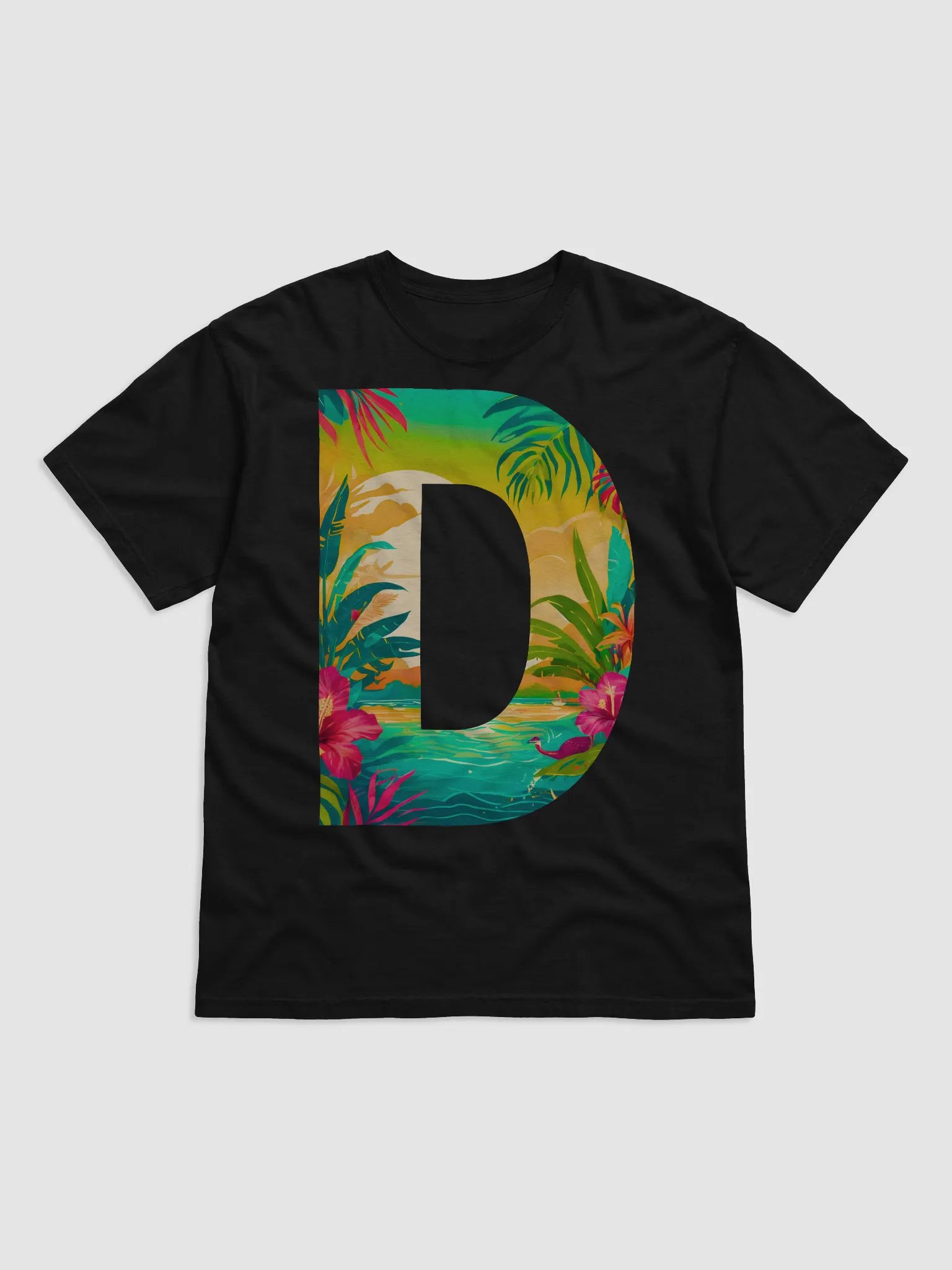 Tropical Sunset Paradise T-Shirt (Letter-D) product image (1)