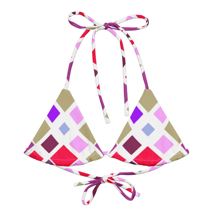 Colorful Square Pattern Design String Bikini Top - v3 product image (2)