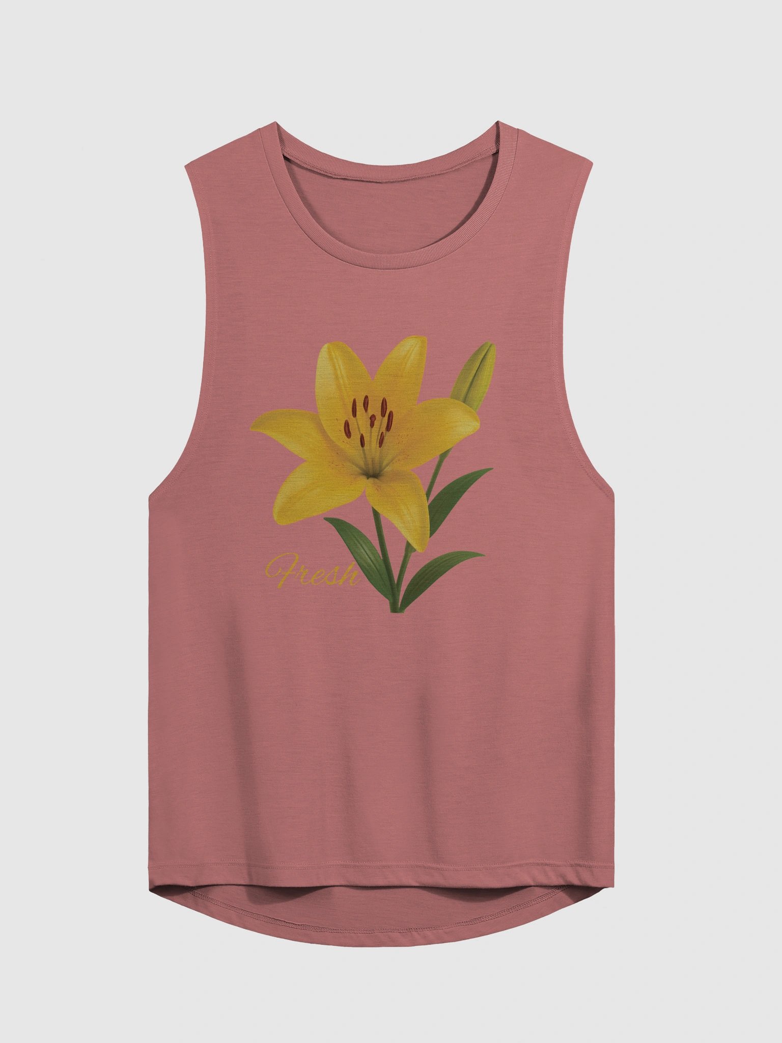 Fresh Yellow Lily Flower – Botanical Floral Muscle Tank product image (1)