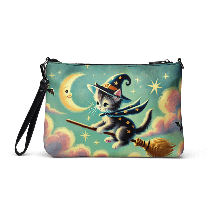 Kitten Witch on Broomstick Crossbody Bag - Halloween Purse product image (2)
