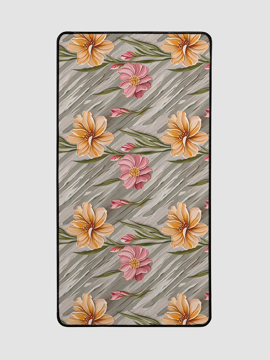 Desk Mat (31.5x15.5 inches) - Painted Flowers in Shades of Yellow and Pink product image (2)