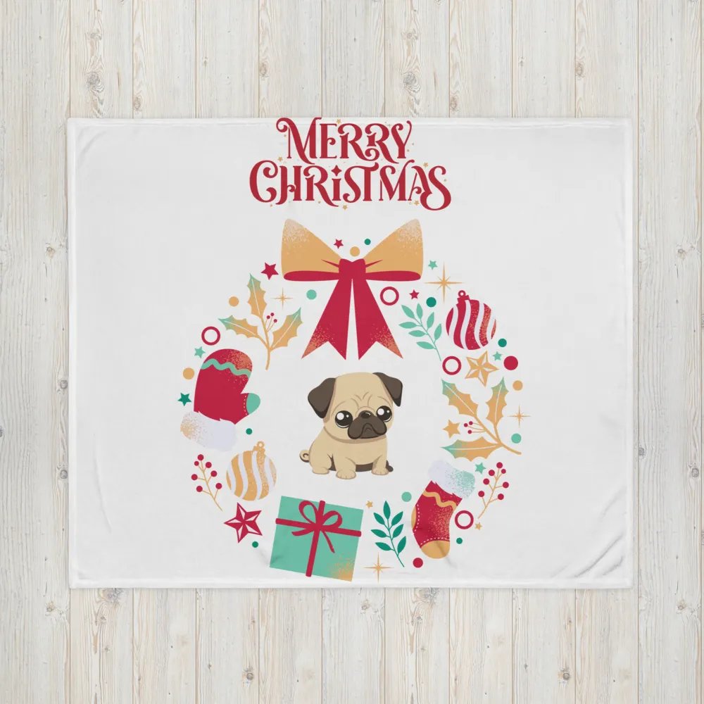 Merry Christmas Pug Throw Blanket product image (16)
