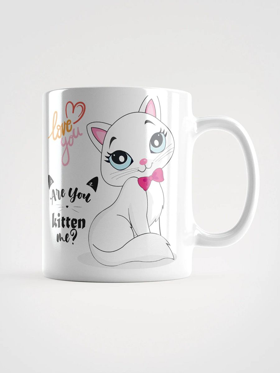 White Glossy Mug Cute Kitten product image (1)