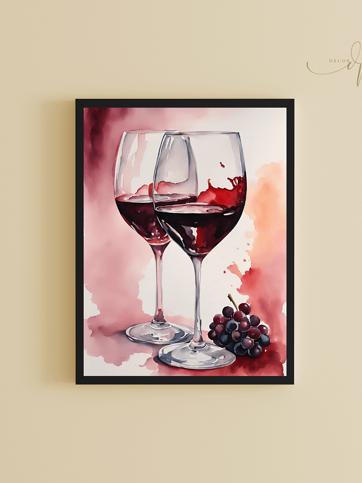 Watercolour Painting Printable Wall Art of RED WINE product image (1)