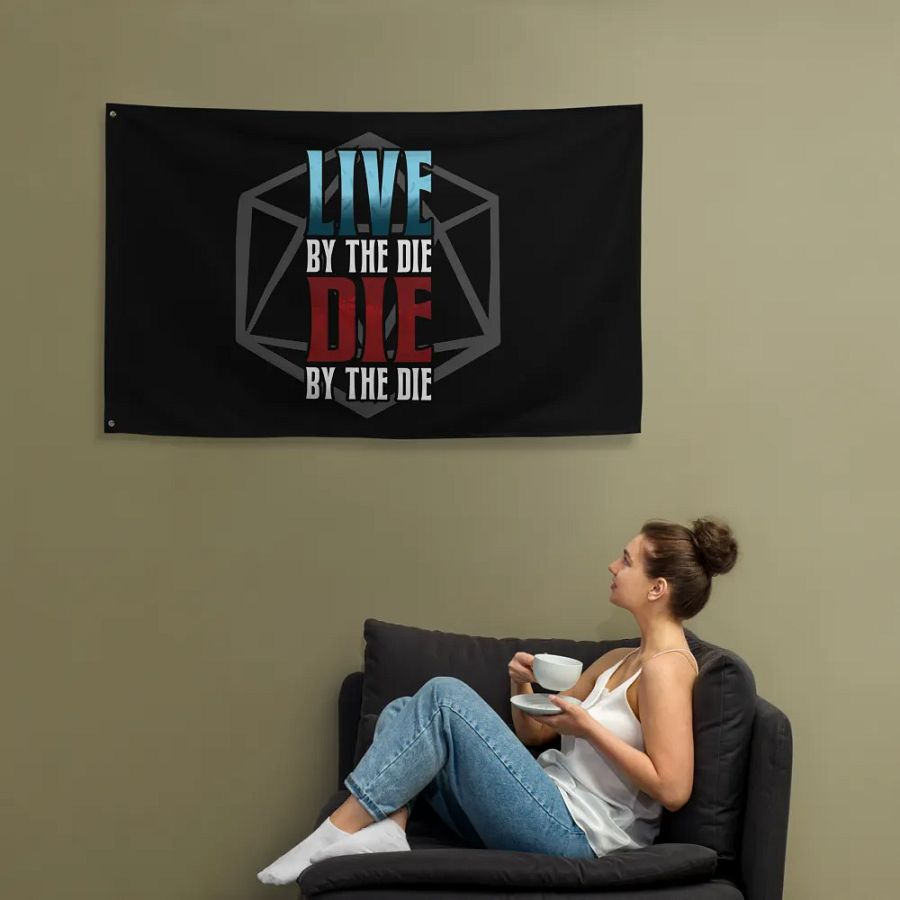 Live by the Die, Die by the Die Horizontal Flag (Black) product image (12)