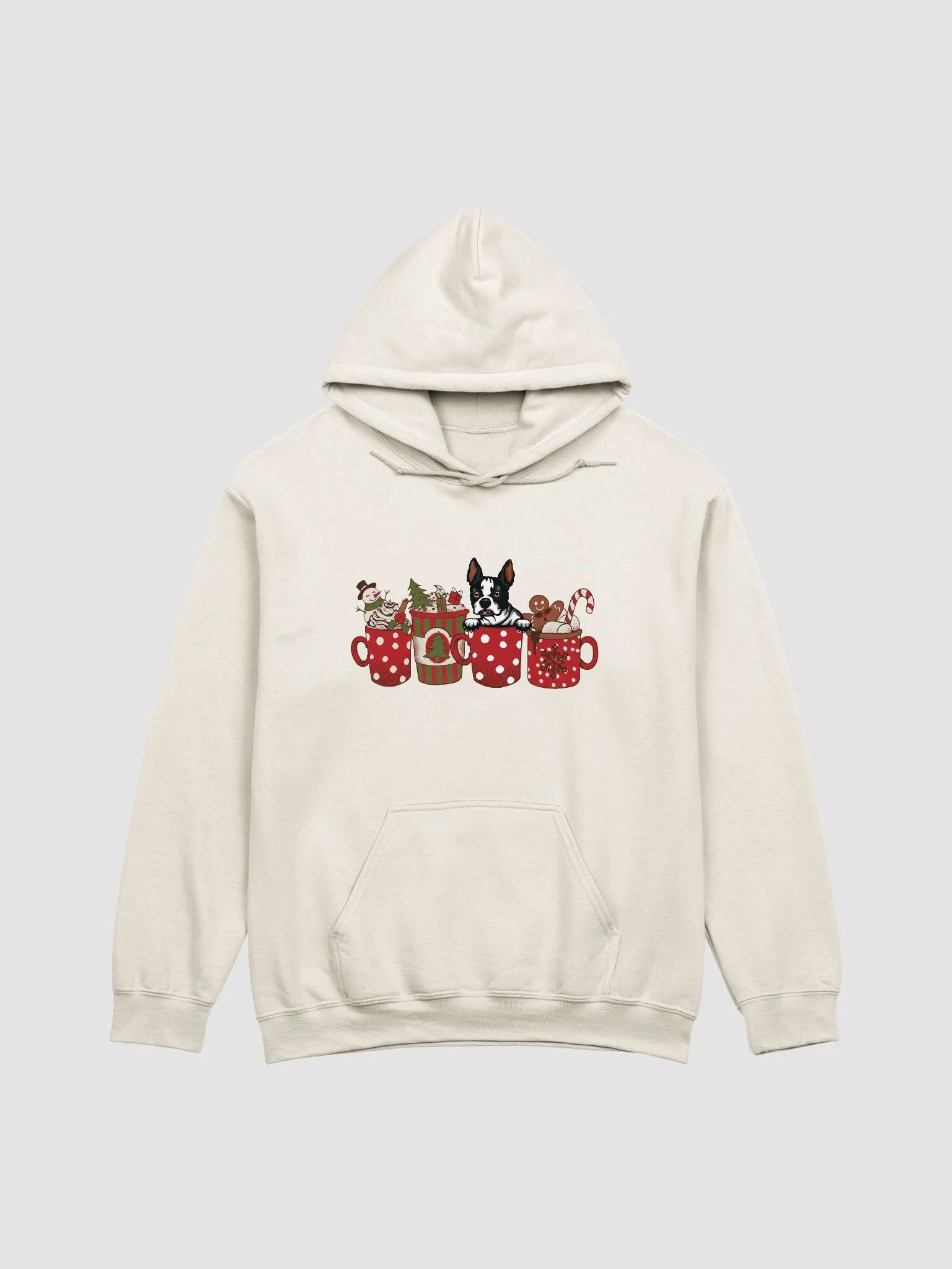 Cute Boston Terrier(2) in a Christmas Cup Hooded Sweatshirt | Funny Christmas Pup in a Cup product image (19)