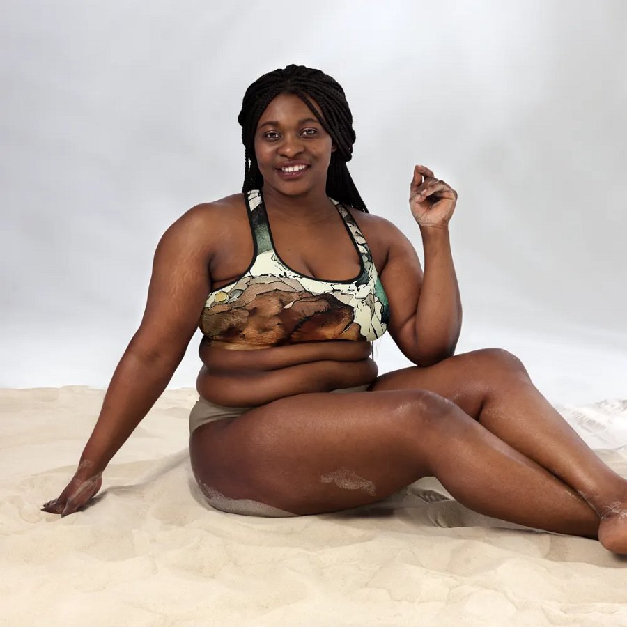 Beach Design - Green-White-Brown - All-Over Print Padded Sports Bra product image (5)