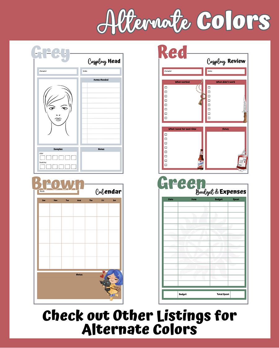Monster Hunter Cosplay Planner – Red Edition | 54-Page Printable PDF product image (5)
