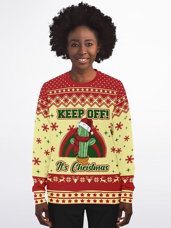 "Keep Off" Cactus Christmas Sweatshirt | Funny Ugly Christmas Sweater | Sassy Holiday Party Outfit product image (1)