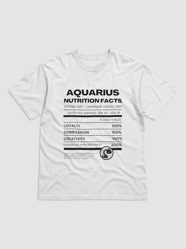 Aquarius Nutrition Facts T-Shirt (Black Writing) product image (1)