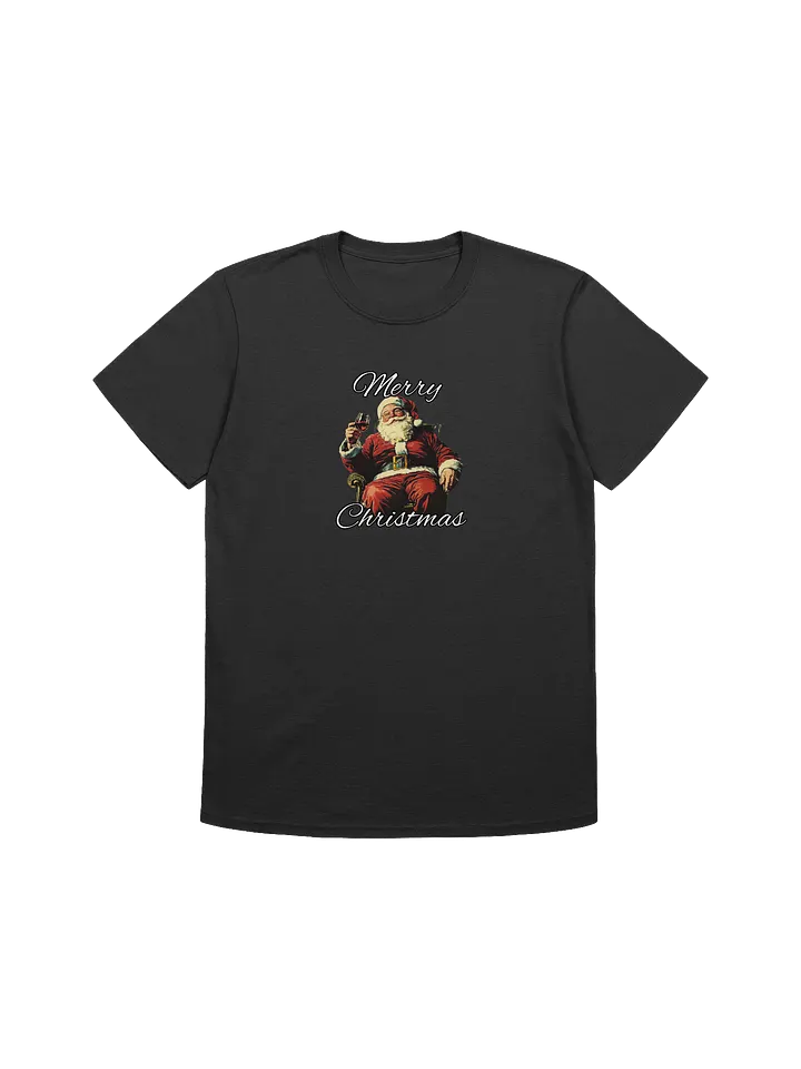 Vintage Santa Drinking a Glass of Wine Unisex Christmas T-Shirt product image (4)