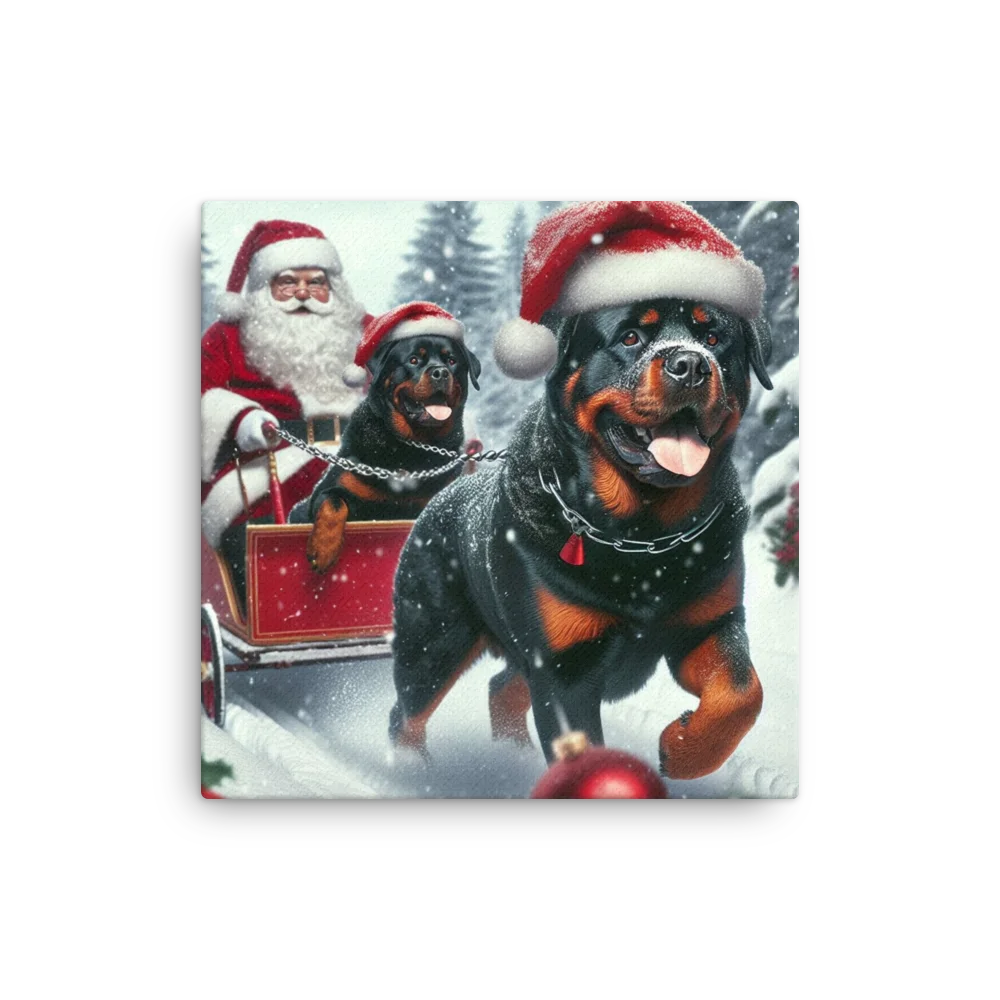 Festive Rottweiler Sleigh Ride Thin Canvas product image (1)