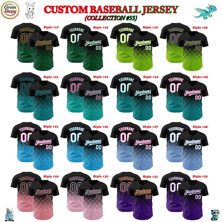 Authentic Baseball Jersey, Custom Baseball Jersey, Personalized Sport Jersey, Colorful, Number, 3D Gradient Square Shape product image (182)