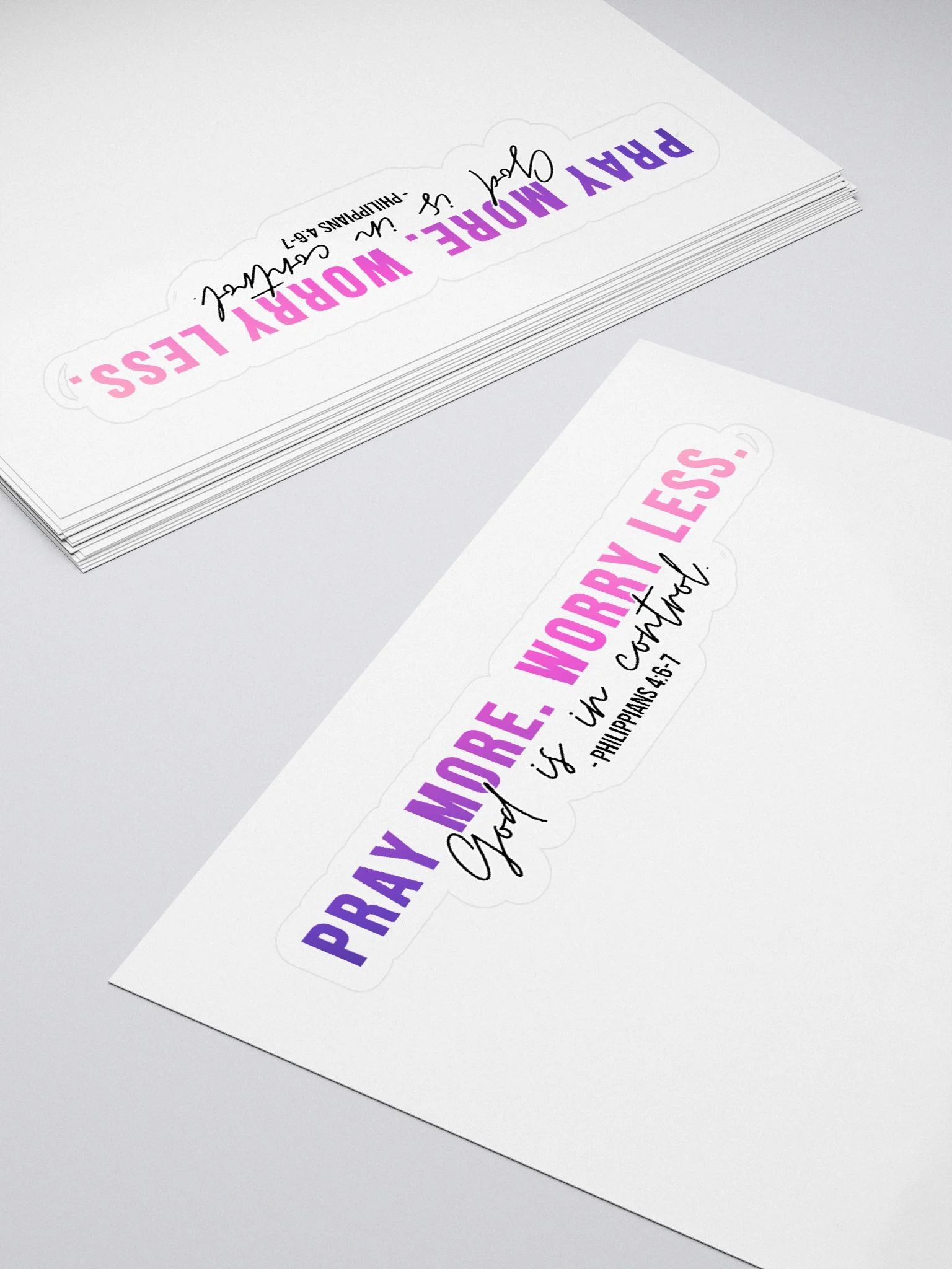 Pray More Worry Less 1.0 Sticker - Pink Gradient Text product image (4)