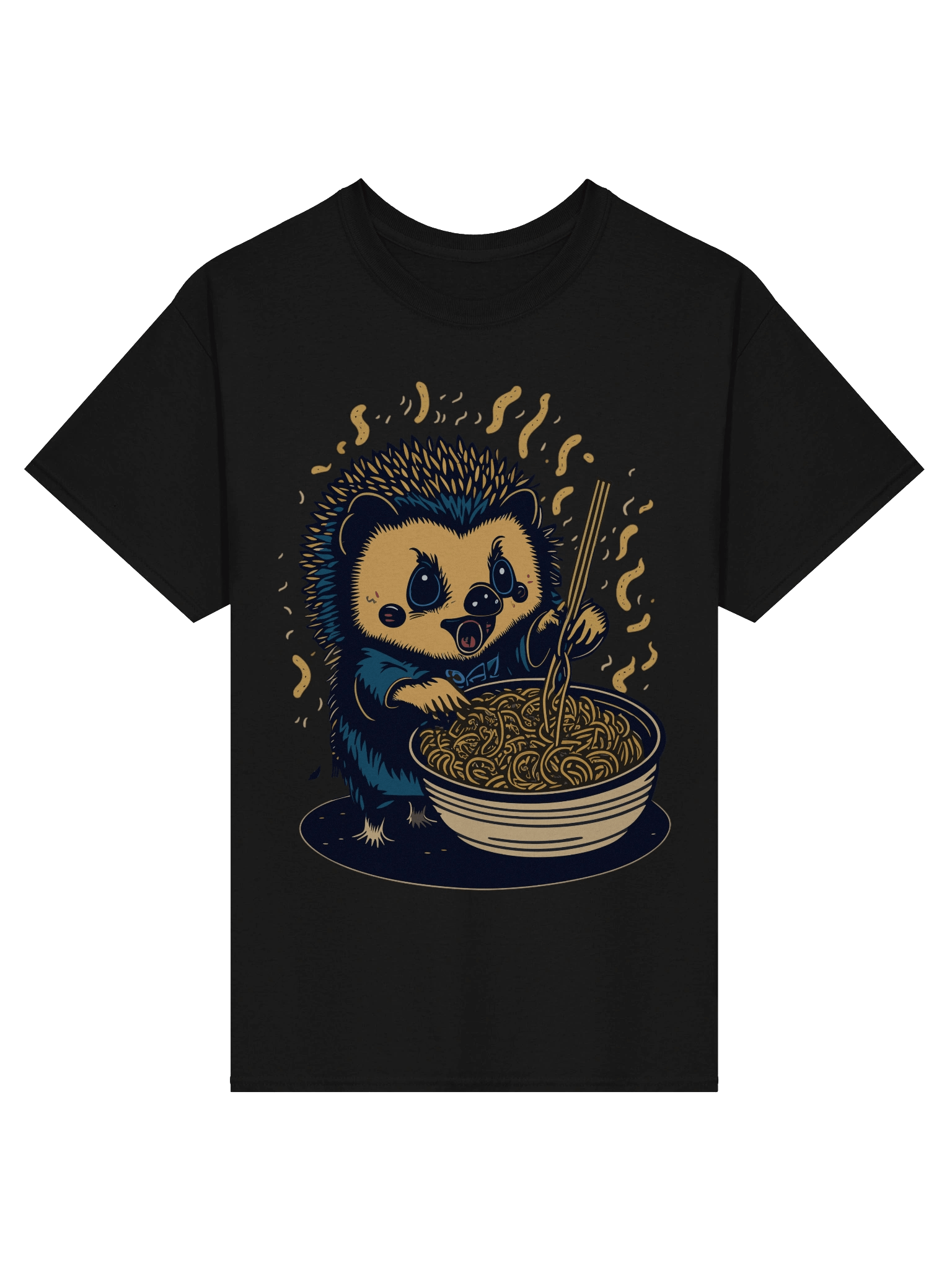 Whimsical Noodle-Loving Hedgehog T-Shirt product image (3)