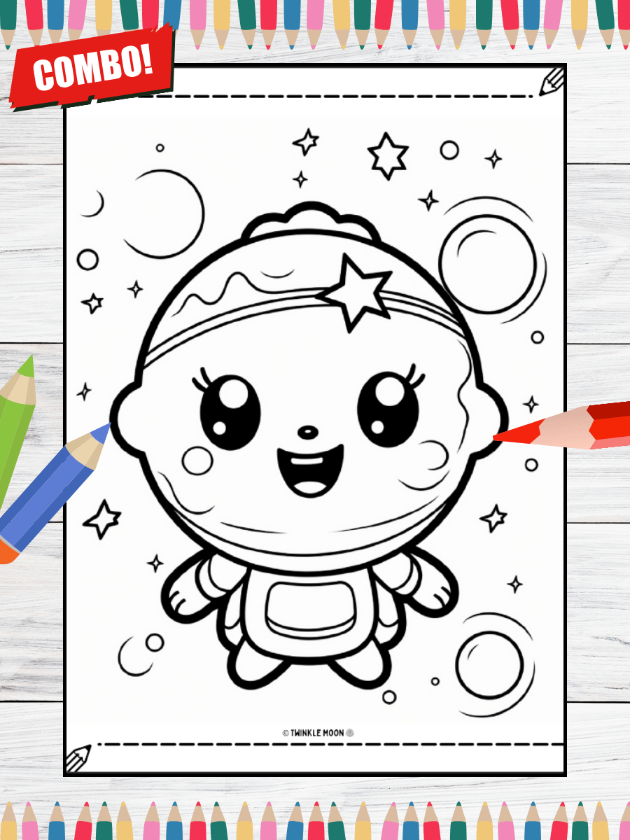 150 Cute Kawaii Space Coloring Pages#Combo (PDF Coloring Pages) product image (5)