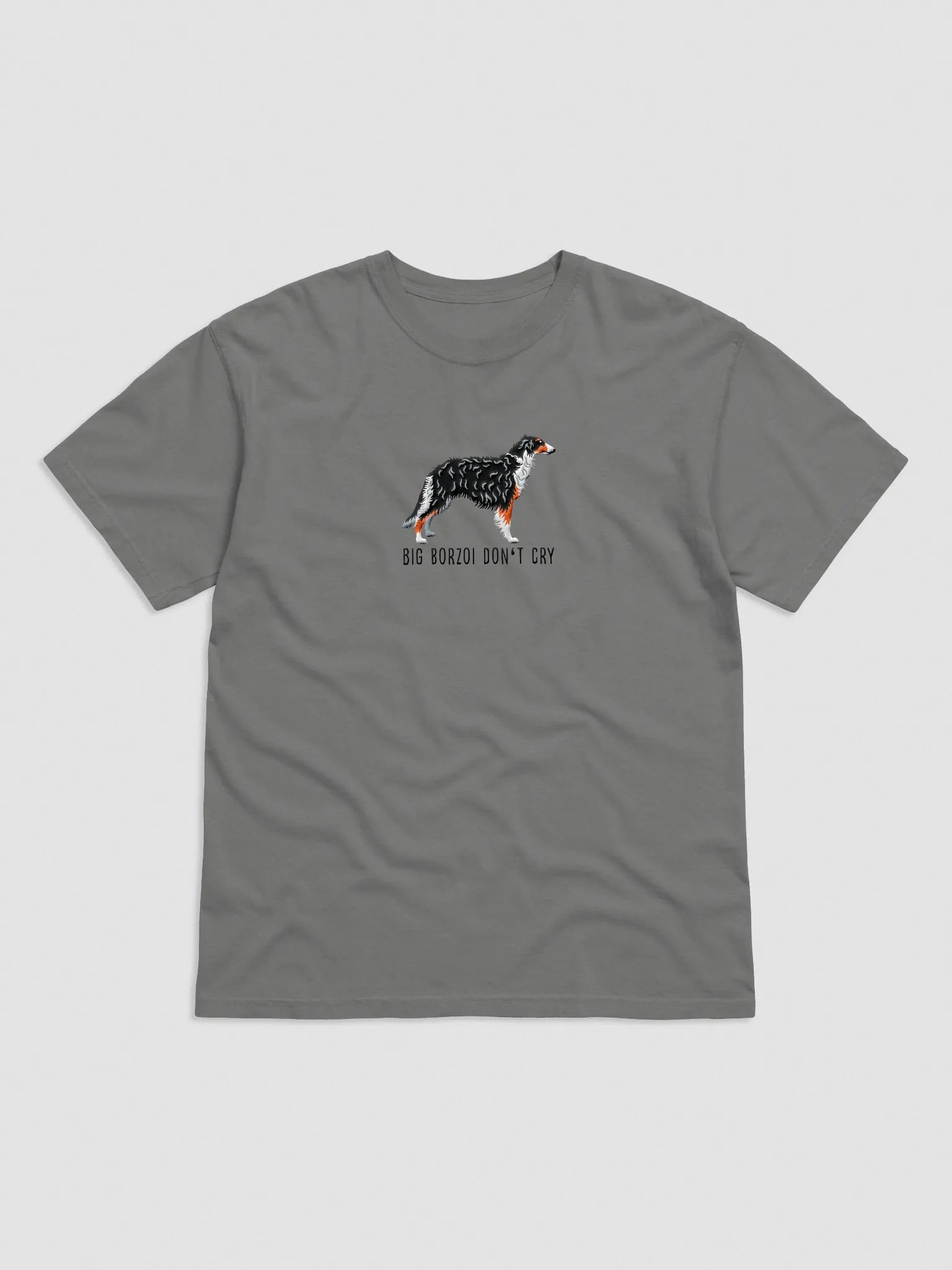 Big Borzoi Don't Cry T-Shirt(Embroidered) of a Borzoi(Black & Tan) product image (4)