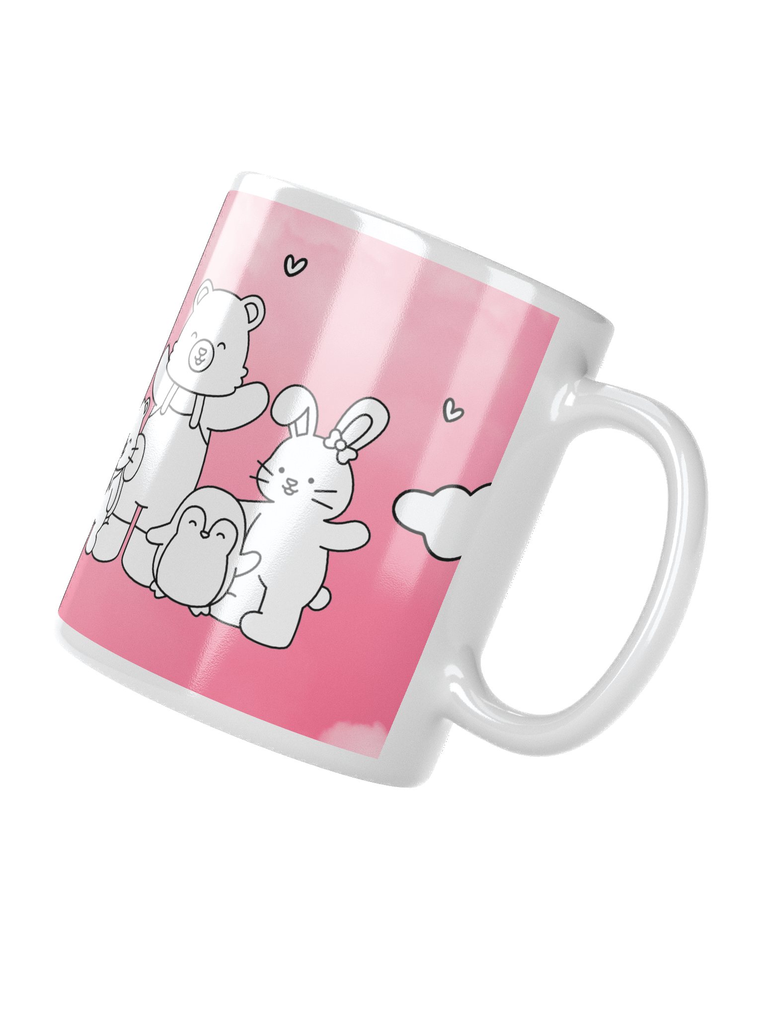 Snuggly Friends White Mug - Coloring Edition with Pink Background product image (3)