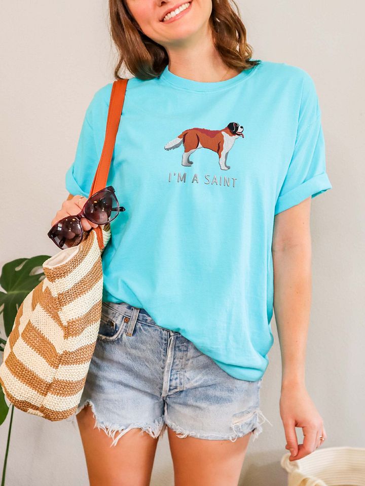 I'm a Saint T-Shirt(Embroidered) of a Saint Bernard(Red) product image (2)