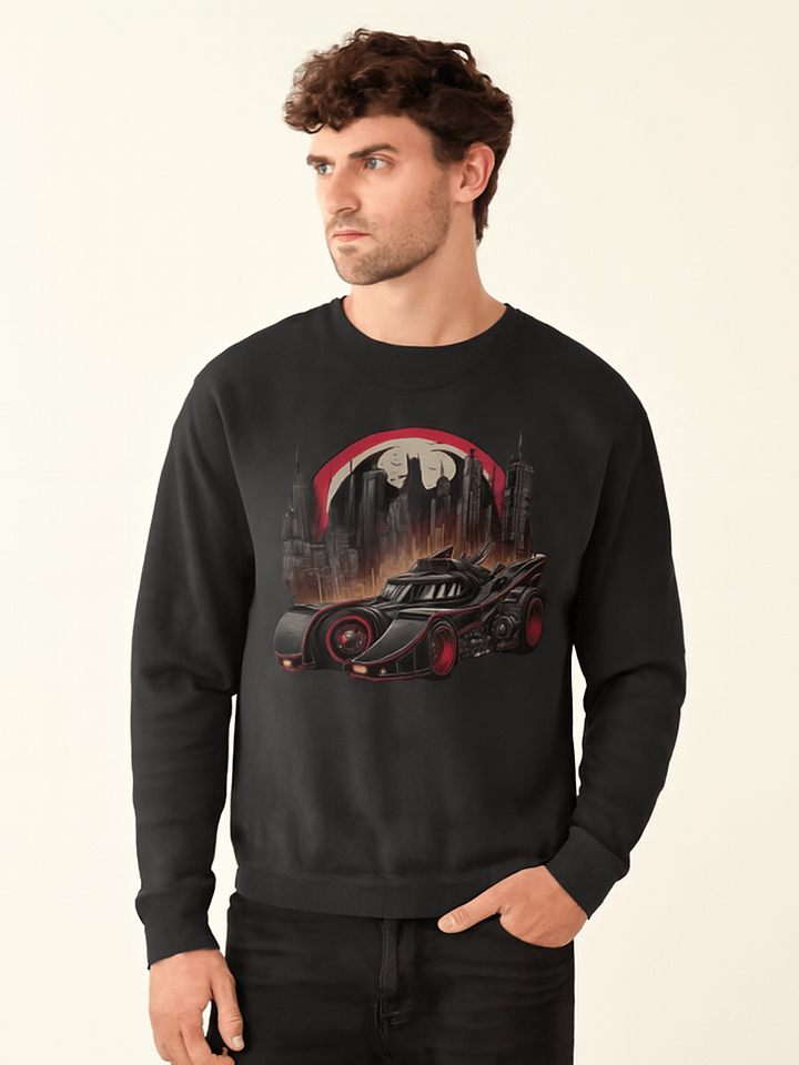 Futuristic Cityscape Bat Car Sweatshirt product image (1)