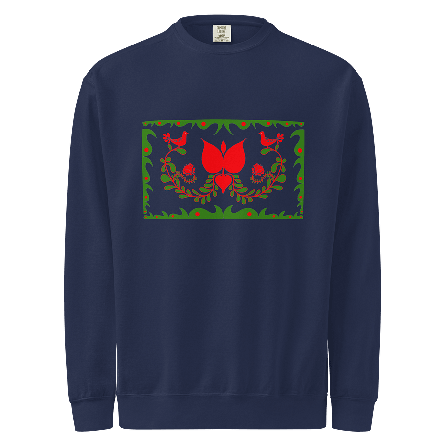 Hungarian Deep Blues Folk Art Lovebirds Sweatshirt product image (1)