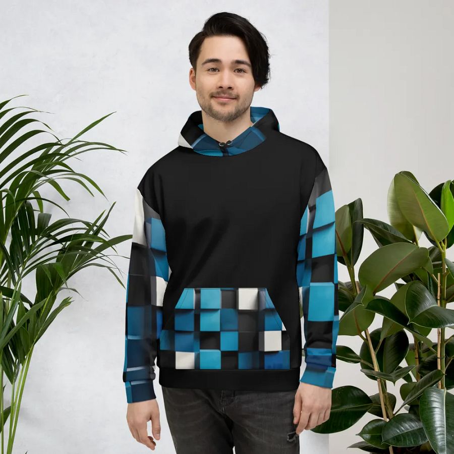 Black And Blue Squares Unisex Hoodie product image (4)