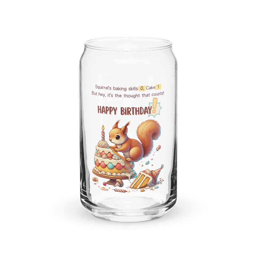 Squirrel Happy Birthday Cake Can-shaped Glass product image (1)
