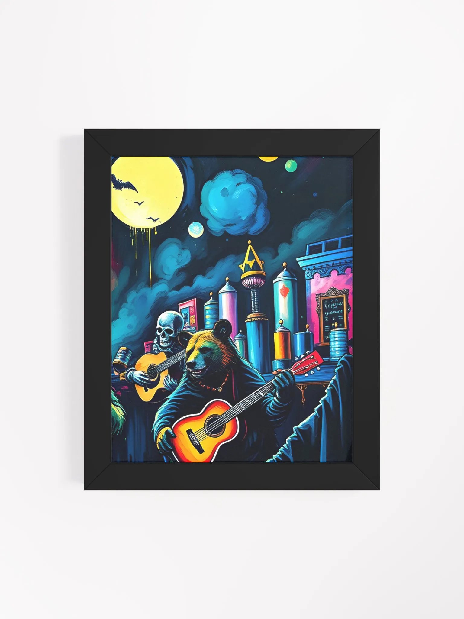 Grateful Dead Bears Tear it up on stage, uv resistant, eco friendly wood framed print product image (8)