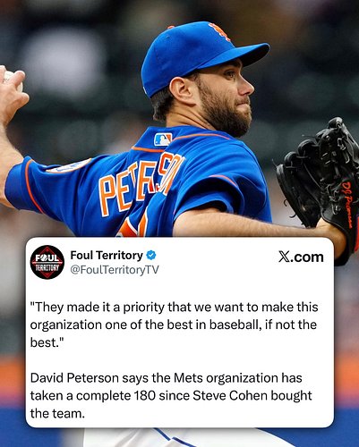 David Peterson says the Mets organization has taken a complete 180 since Steve Cohen bought the team.