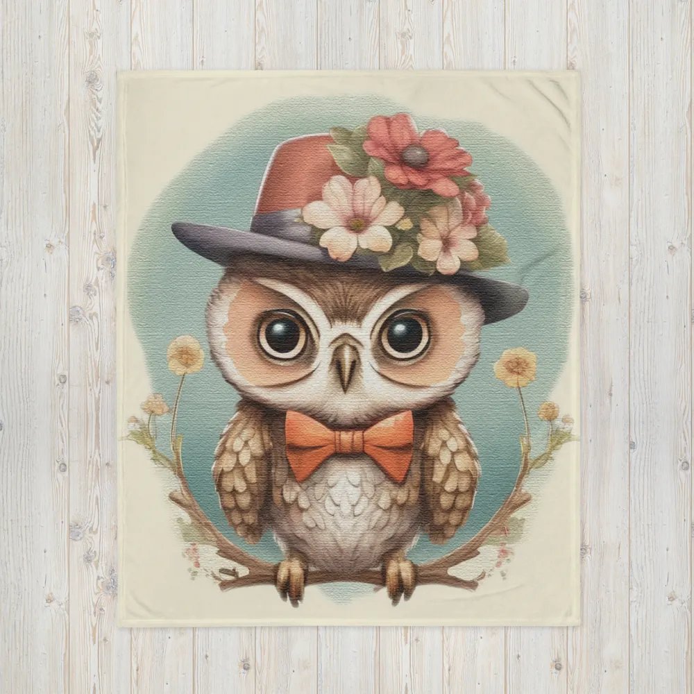 owl wearing a hat and a bow tie Throw Blanket product image (4)