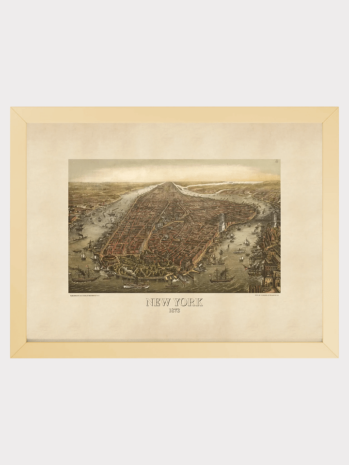 New York City 1873 Framed Poster Print – Hand-Drawn Historic Map Print product image (1)