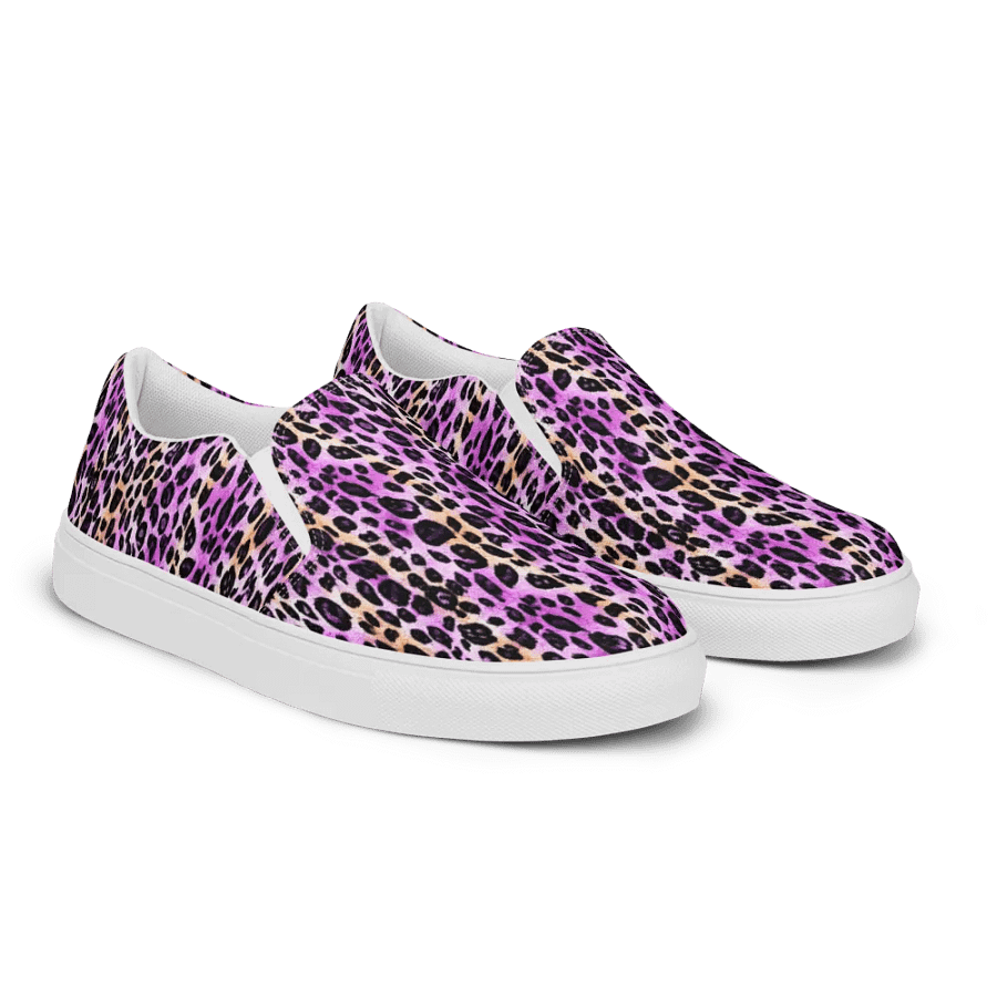 Purple Beige Leopard Women Canvas Shoes product image (2)