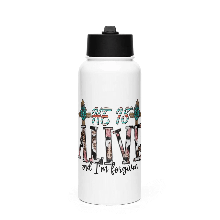 He Is Alive & I'm Forgiven - Stainless Steel Sports Water Bottle product image (1)