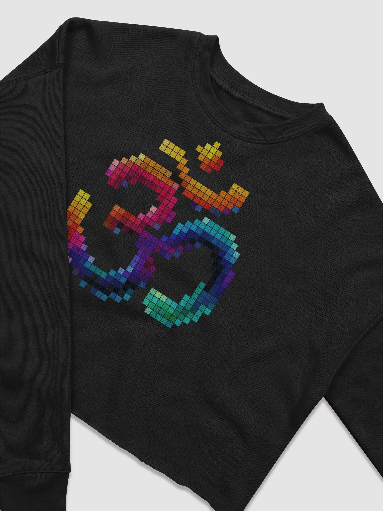 Pixelated Om Symbol Fleece Crop Sweatshirt product image (6)