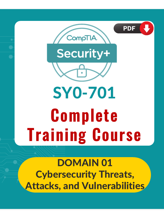 CompTIA Security+ (SY0-701) - Domain 1: Cybersecurity Threats, Attacks, and Vulnerabilities product image (1)
